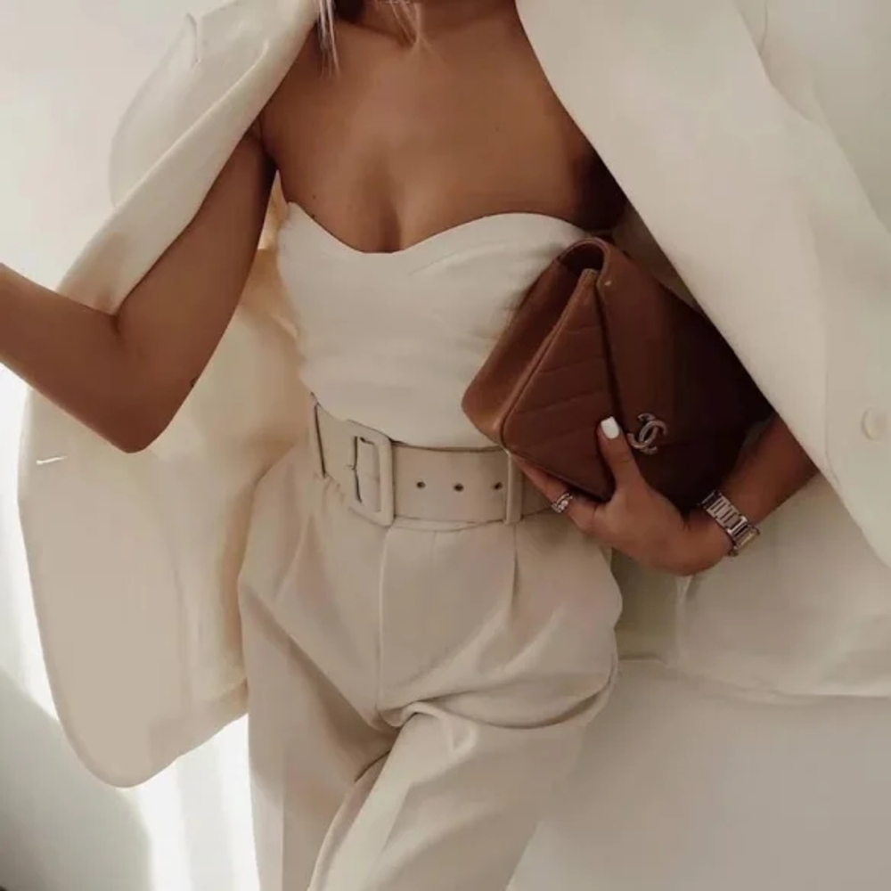 Zara Beige High-Waisted Trousers